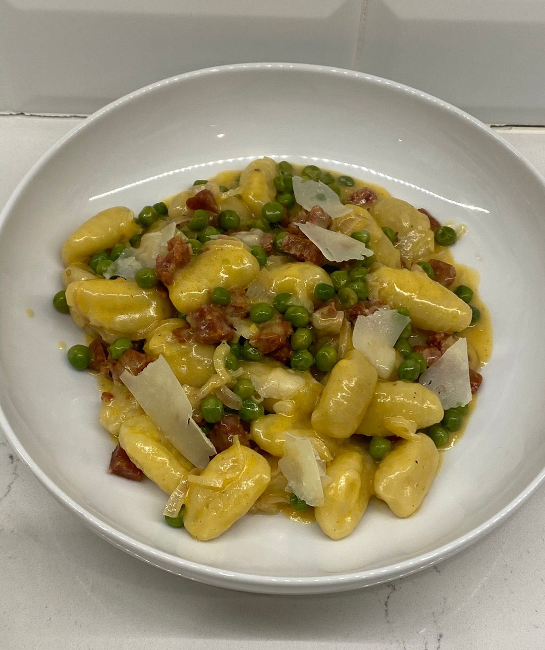 Gnocchi with Peas and Pancetta - Aroma Culinary