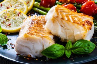 Pan-Seared Cod in White Wine Tomato Basil Sauce - Aroma Culinary